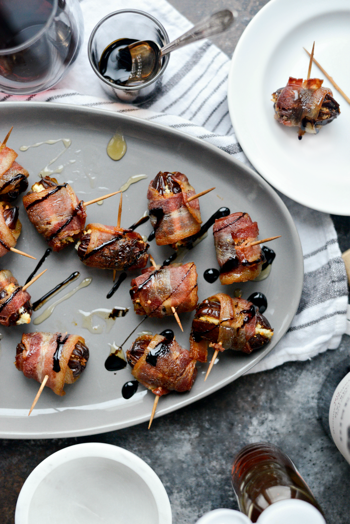 Bacon Wrapped Stuffed Dates with Goat Cheese