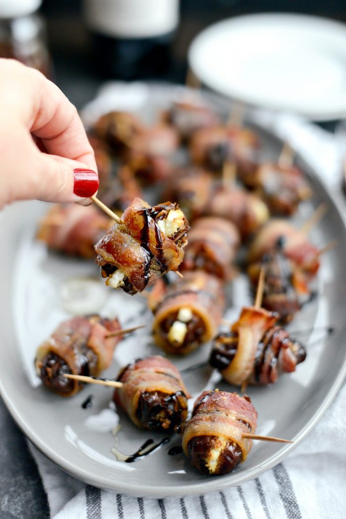 Bacon Wrapped Stuffed Dates with Goat Cheese 