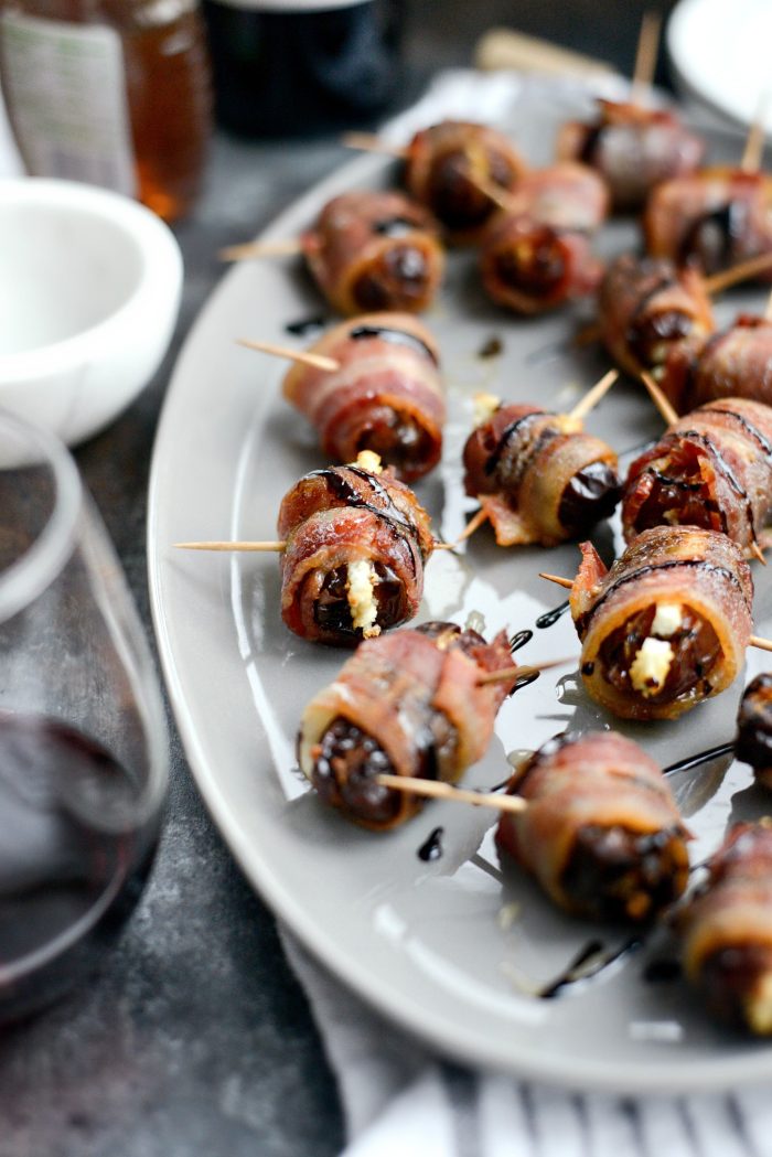 Bacon Wrapped Stuffed Dates with Goat Cheese