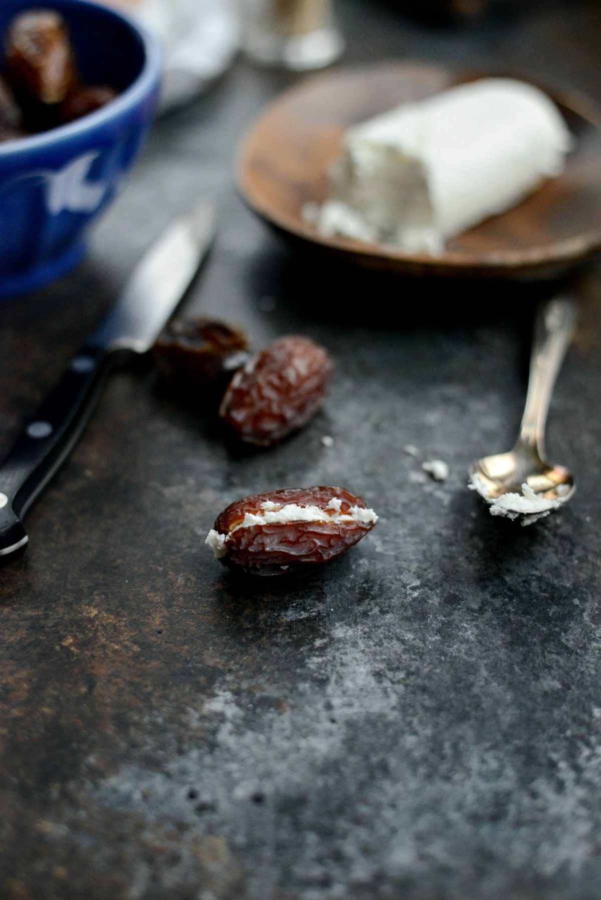 date stuffed with goat cheese.