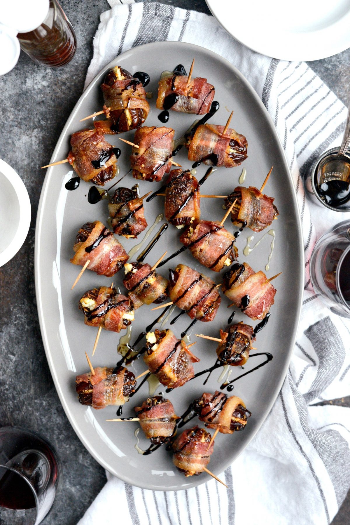 Bacon Wrapped Stuffed Dates with Goat Cheese 