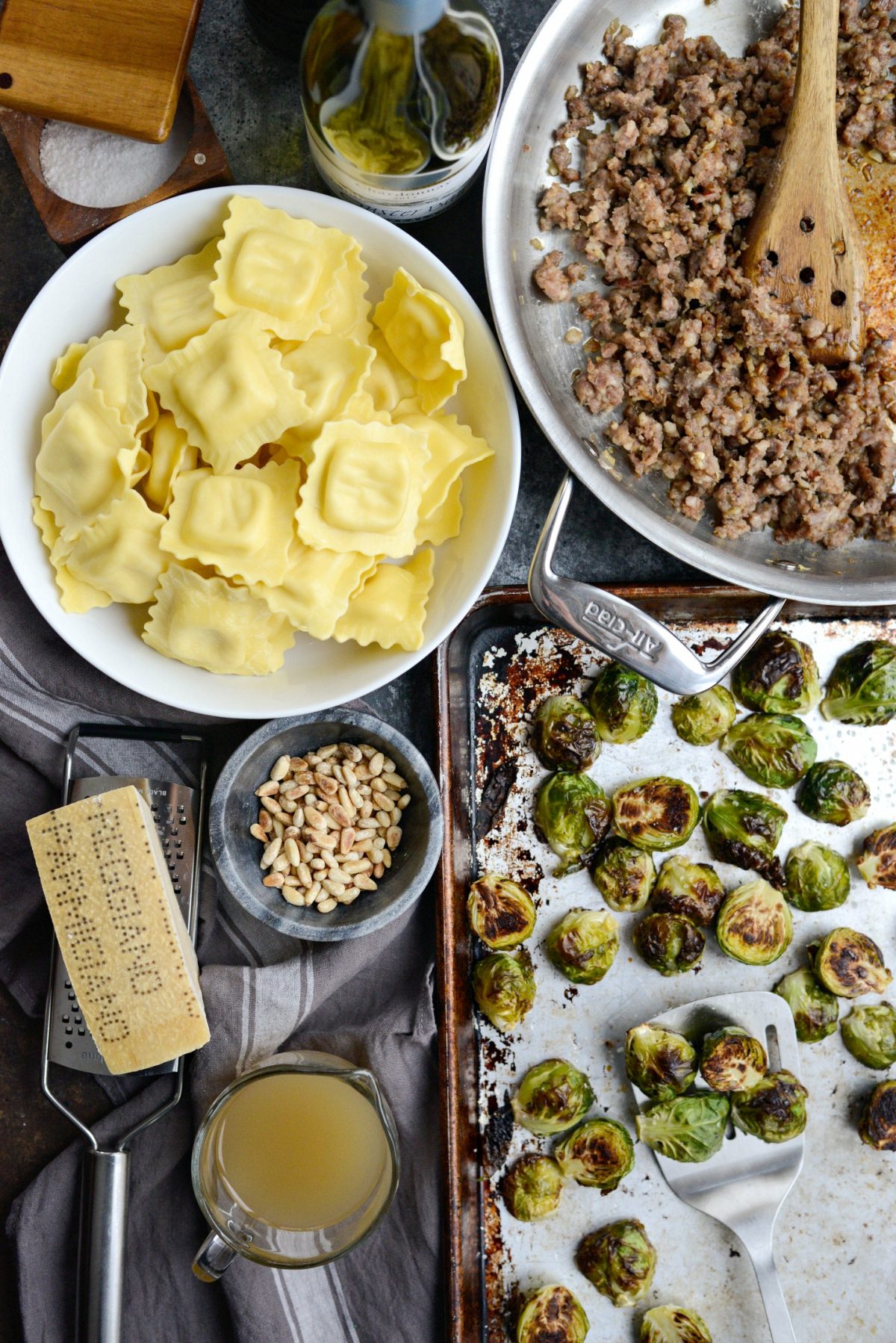 ingredients for Italian Sausage Brussels Sprout Ravioli