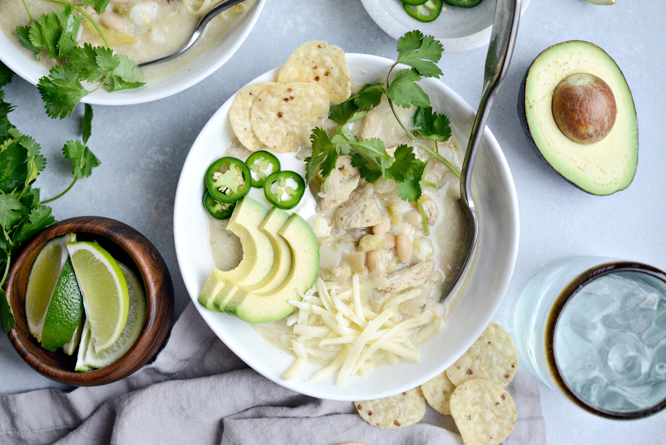 One Pot Lighter White Chicken Chili - Simply Scratch
