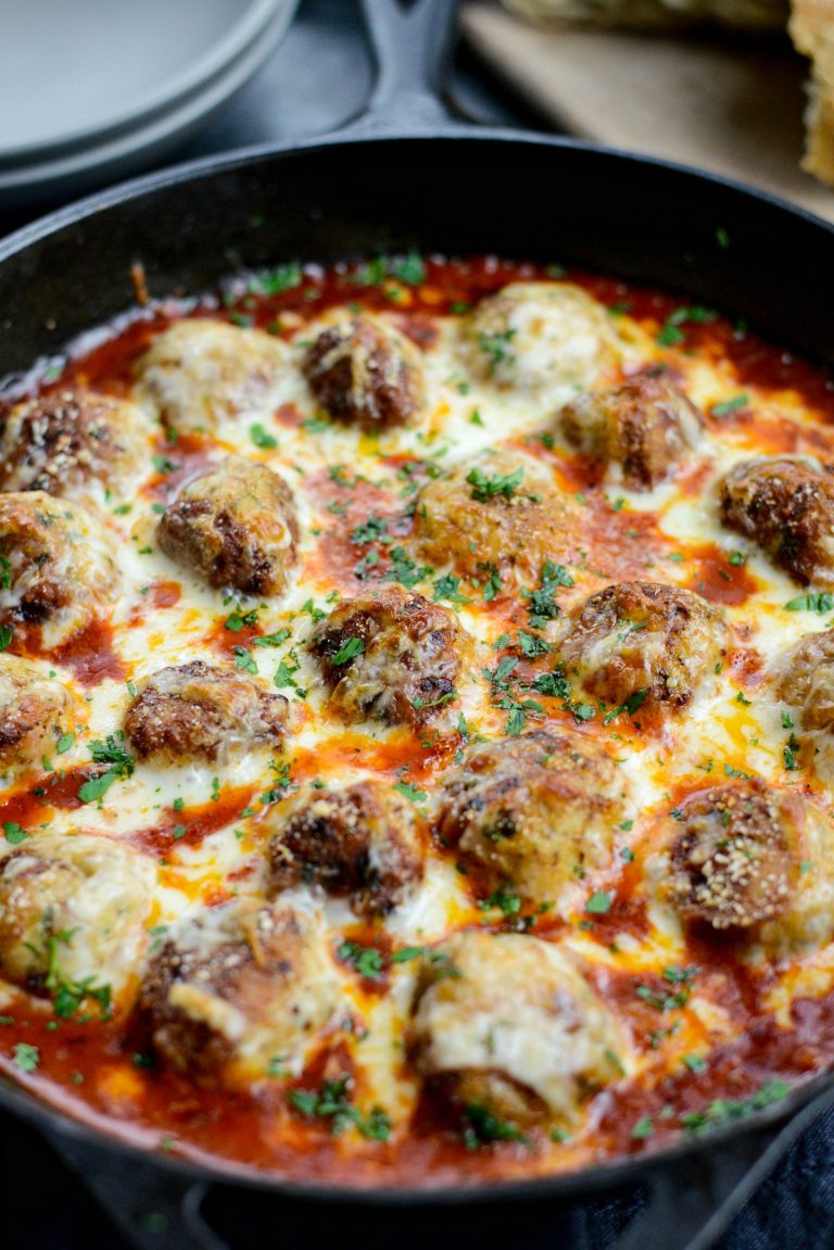Skillet Chicken Parmesan Meatballs Simply Scratch