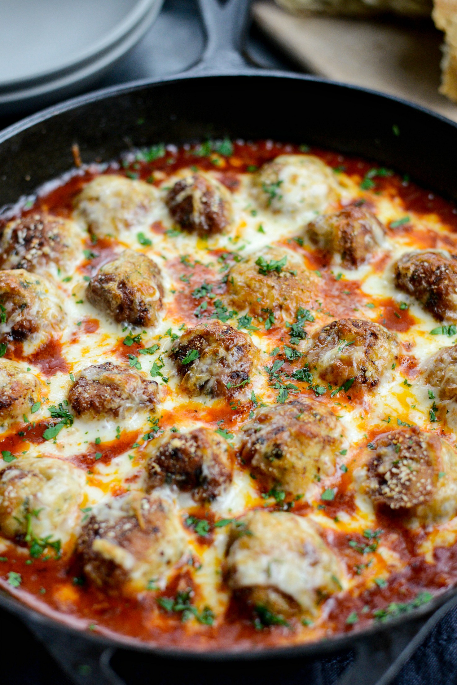 Skillet Chicken Parmesan Meatballs - Simply Scratch