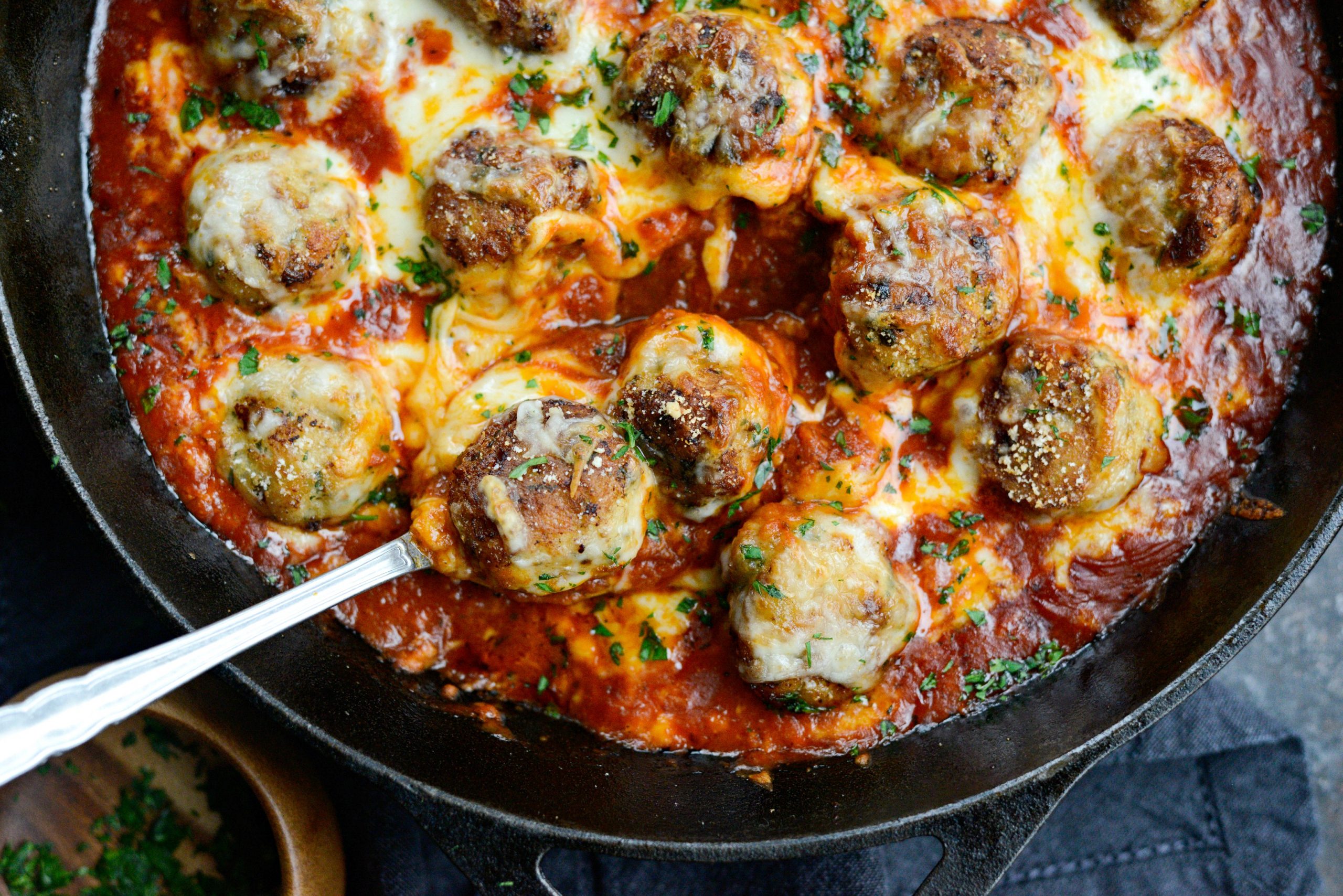 Skillet Chicken Parmesan Meatballs Simply Scratch