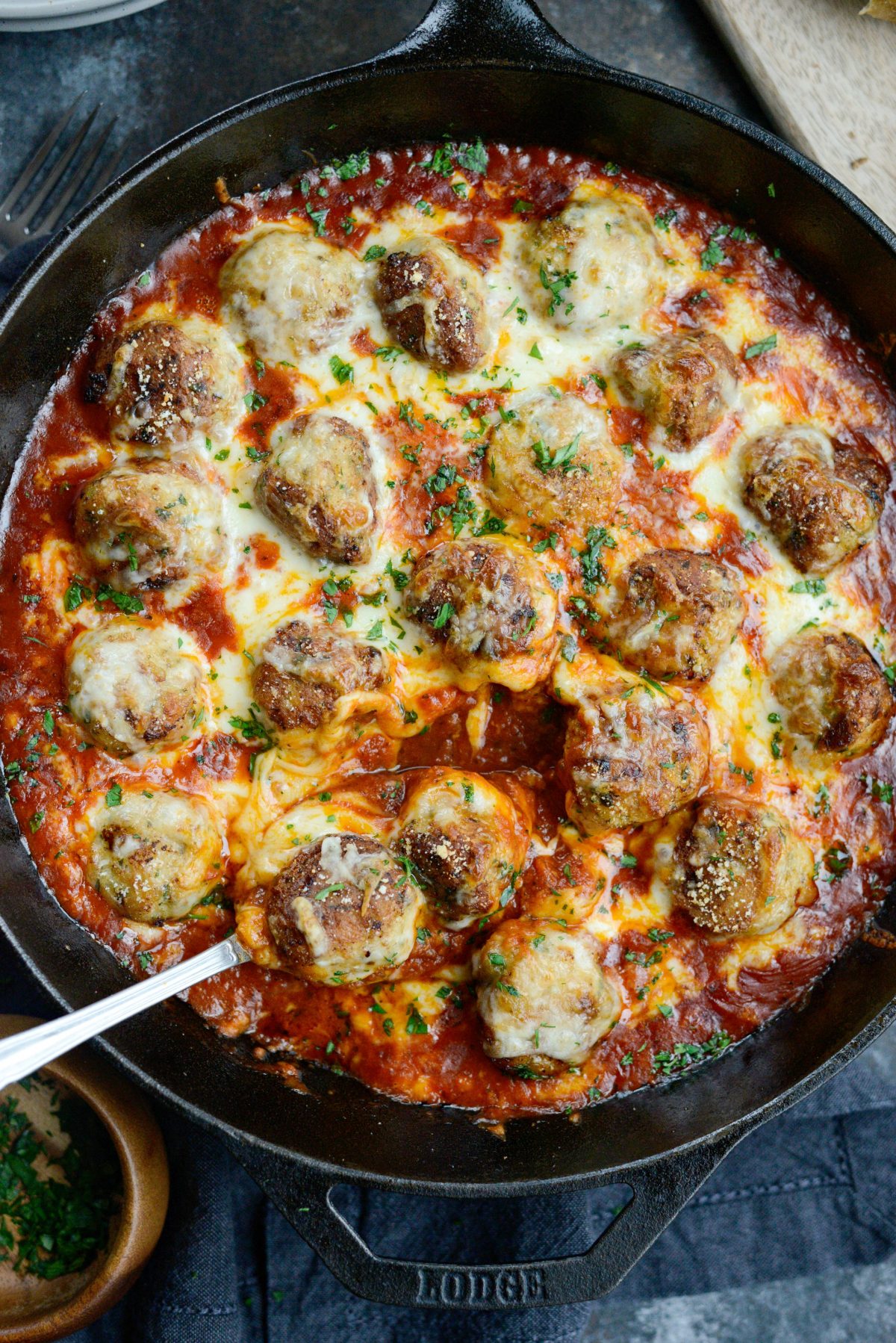 Skillet Chicken Parmesan Meatballs - Simply Scratch