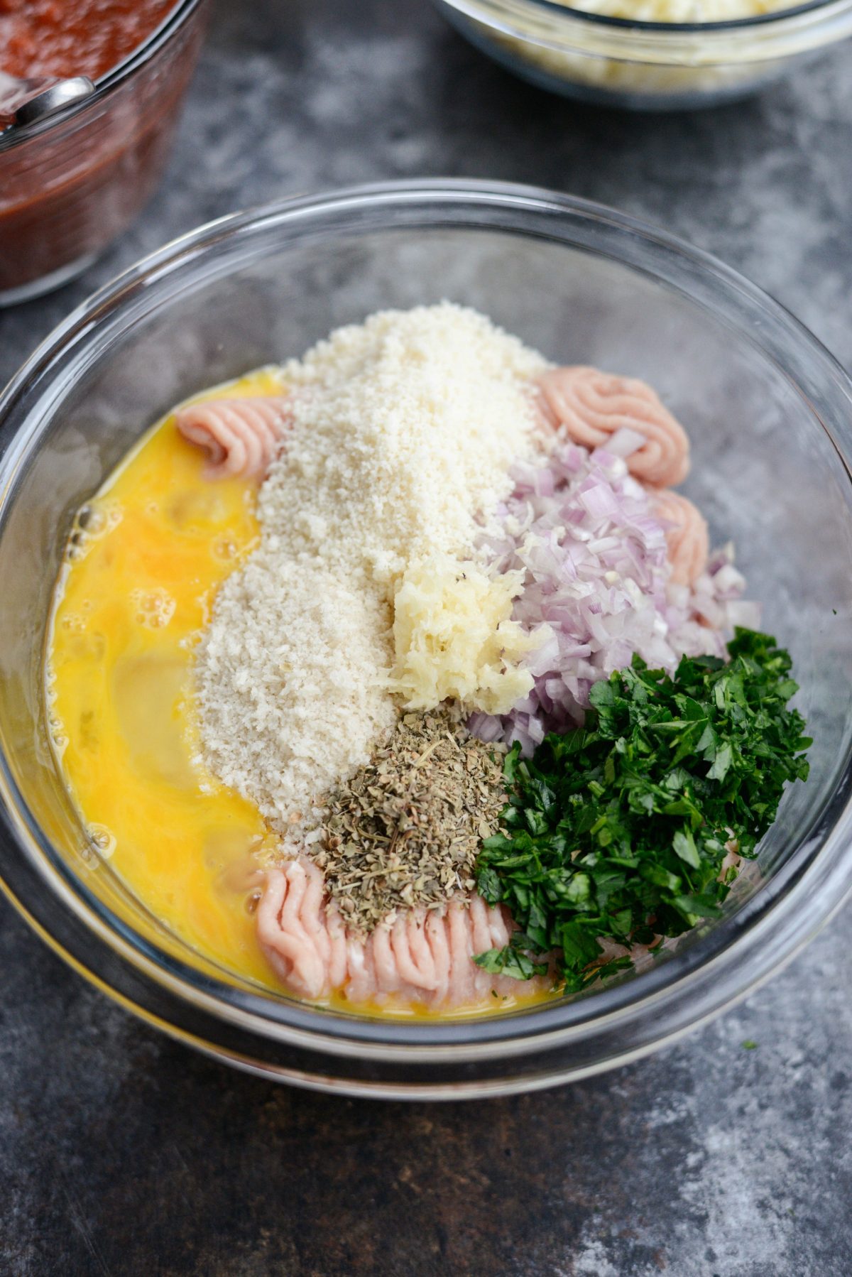 meatball ingredients in bowl