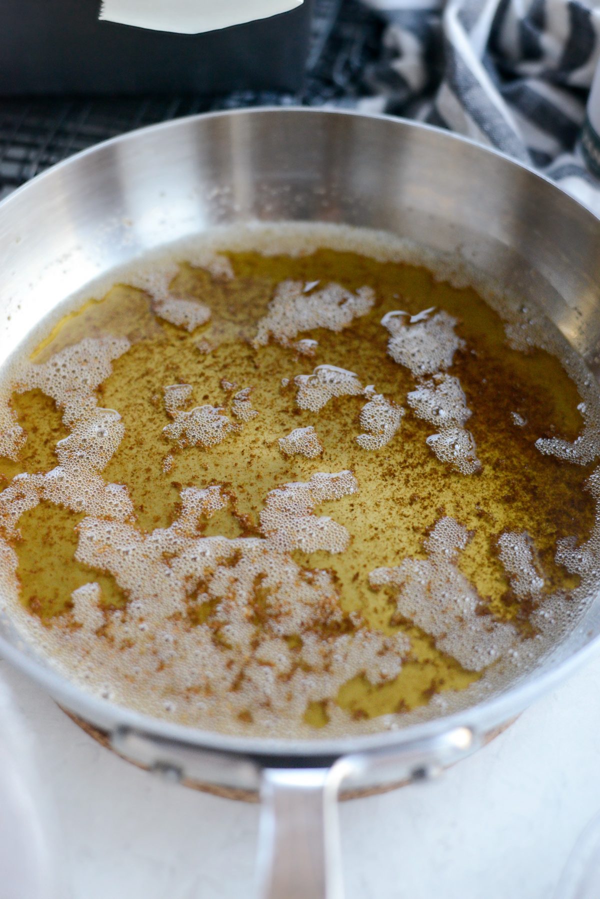 Brown butter in skillet