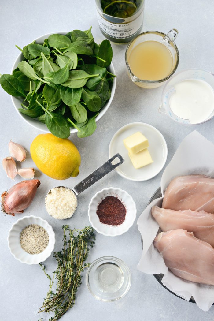 Creamy Lemon Chicken with Spinach ingredients