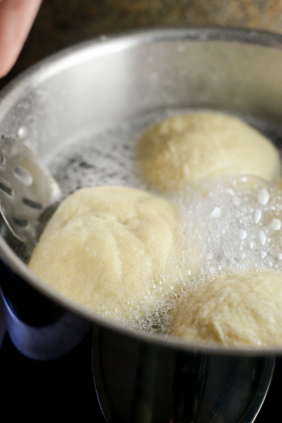 dough balls in baking soda bath