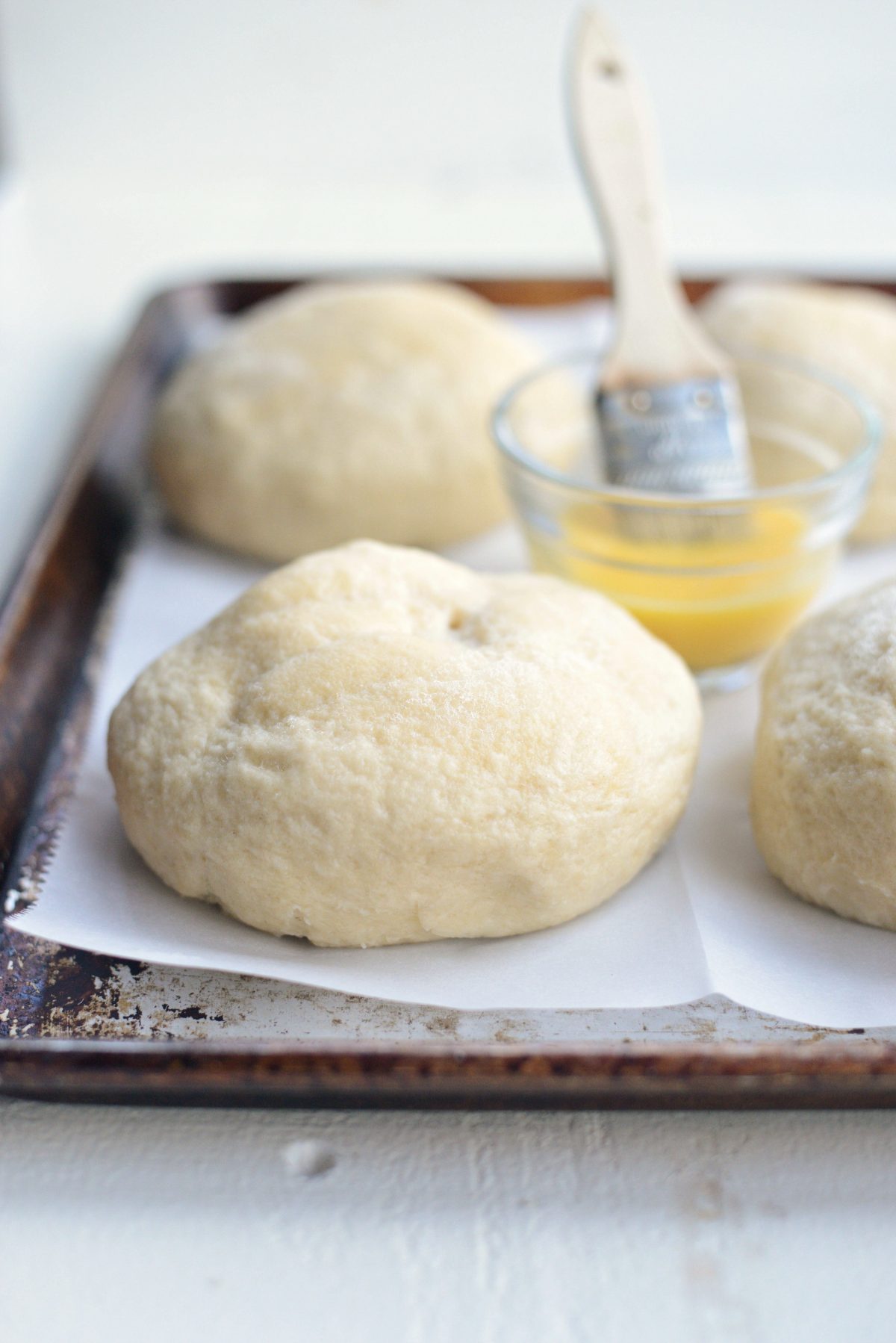 dough on rimmed baking sheet