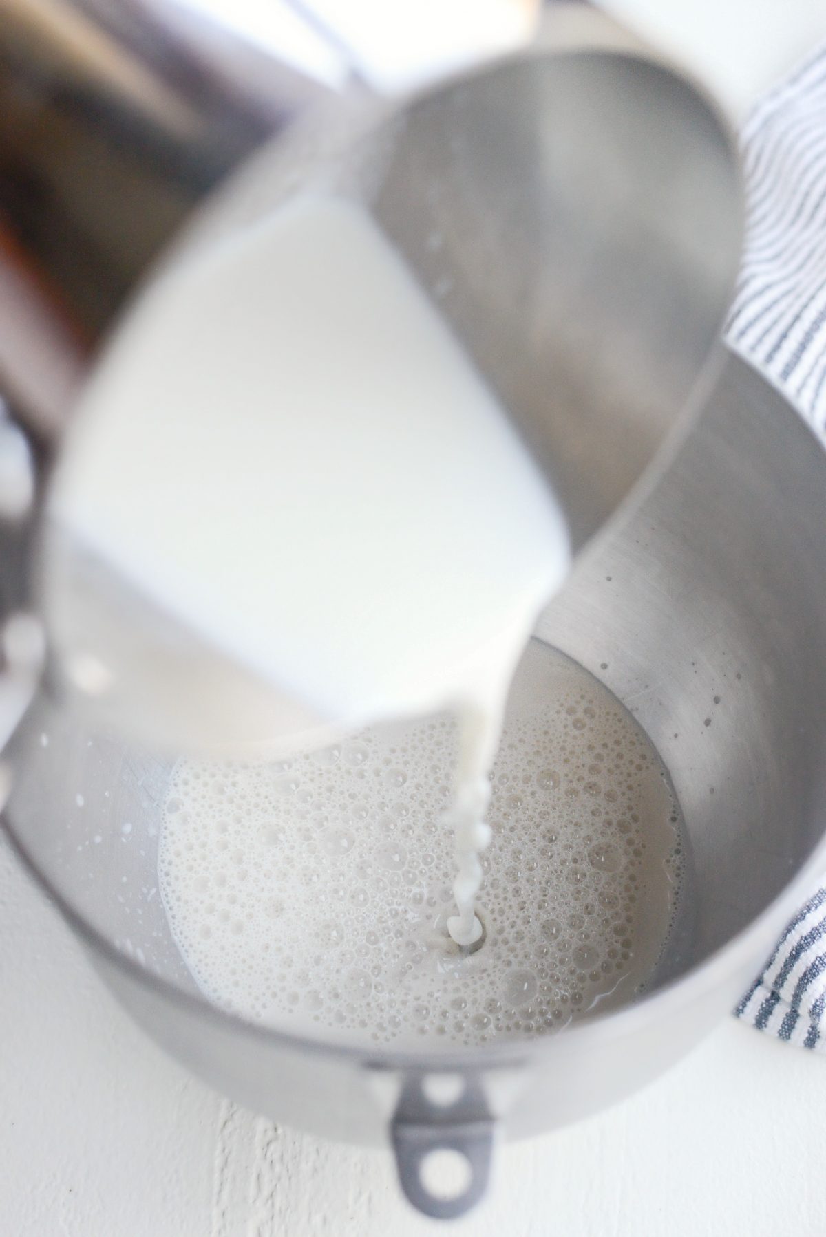 add milk to mixing bowl