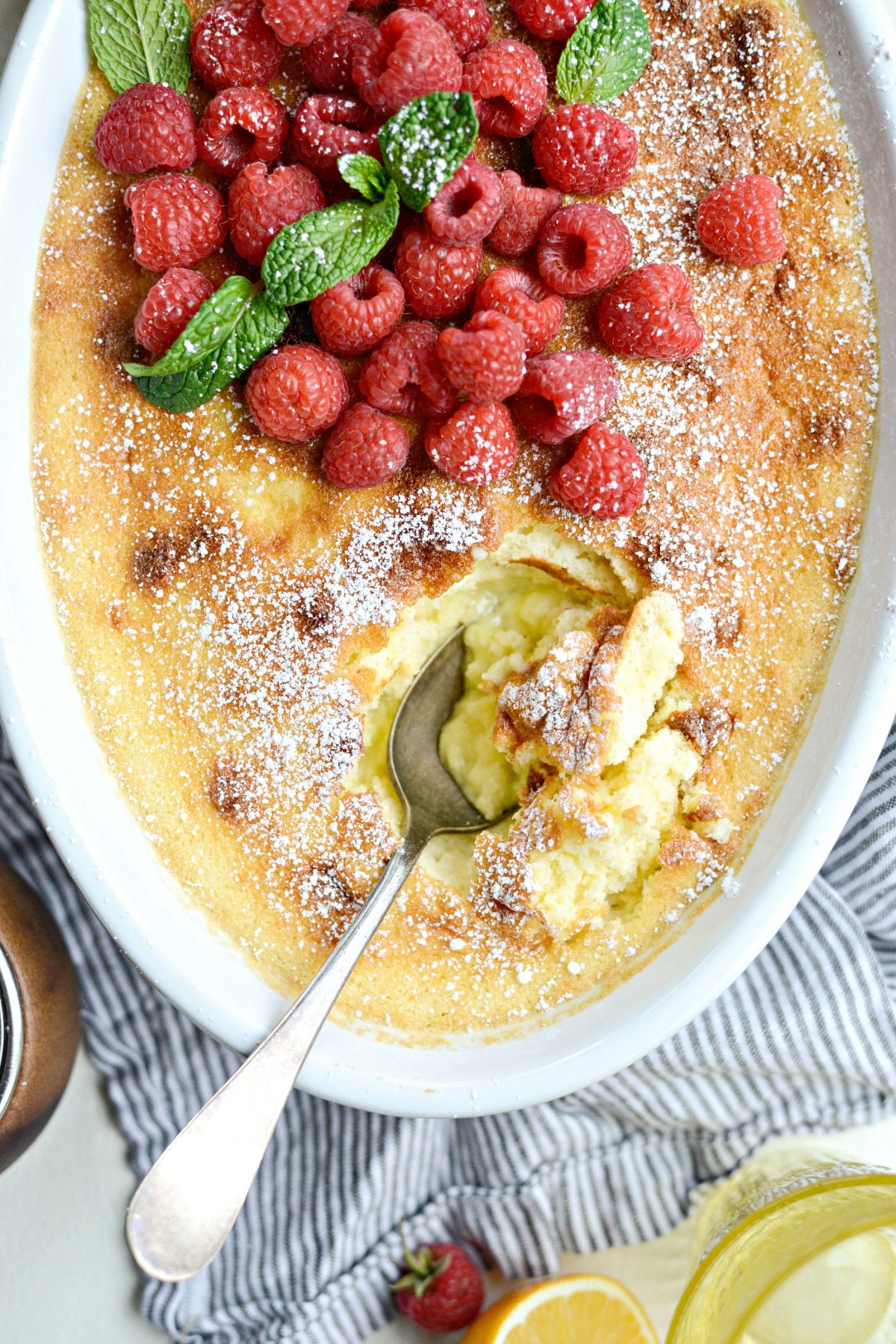 close up of Meyer Lemon Pudding Cake