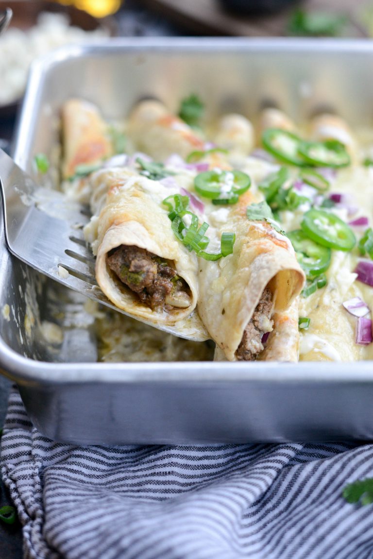 Cheesy Beef Enchiladas Verde Simply Scratch