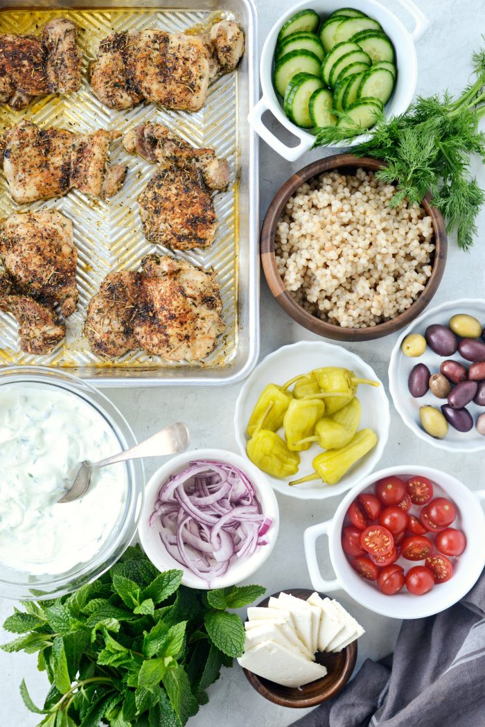 ingredients for Greek Chicken Couscous Bowl