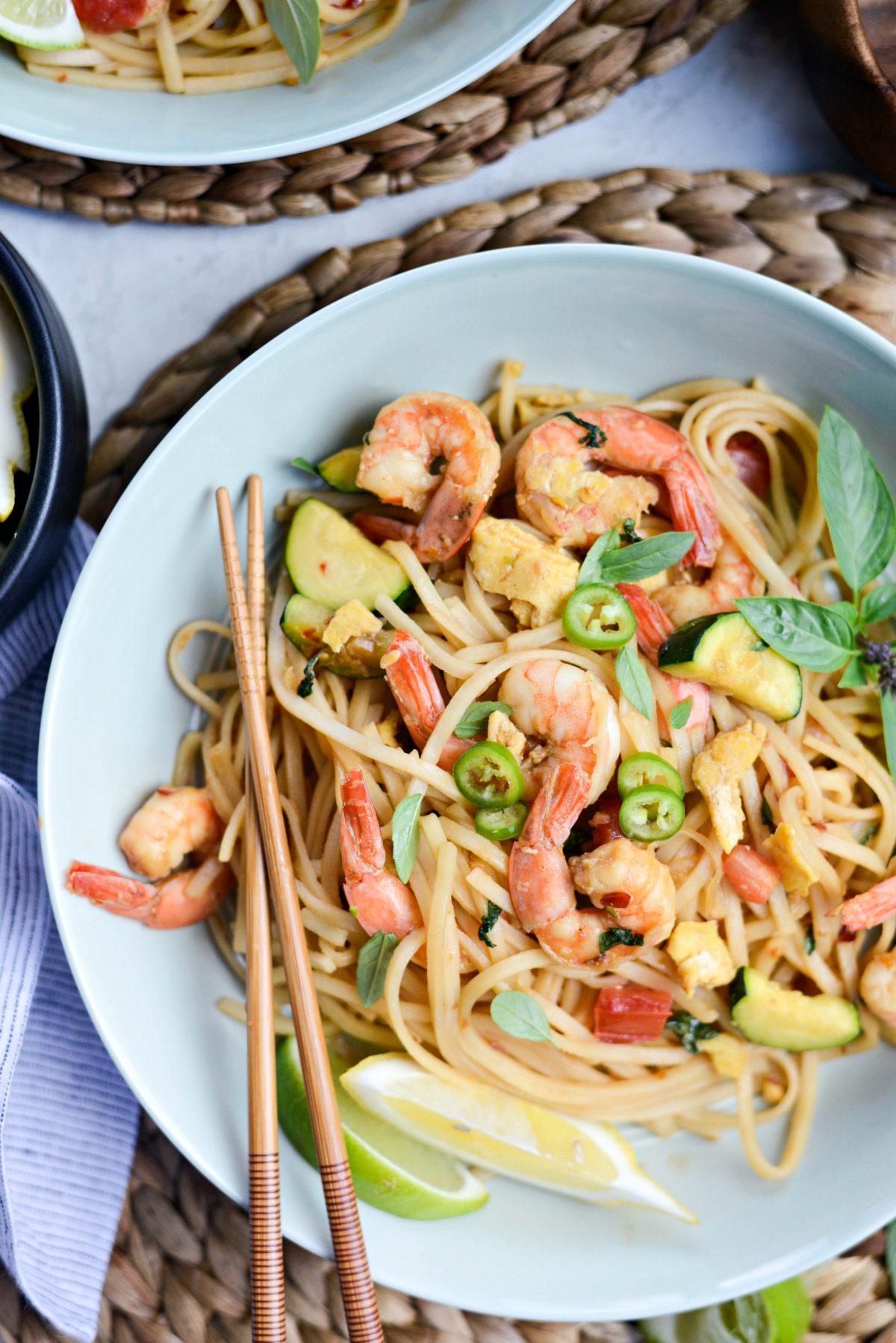 Drunken Noodles with Shrimp and Zucchini