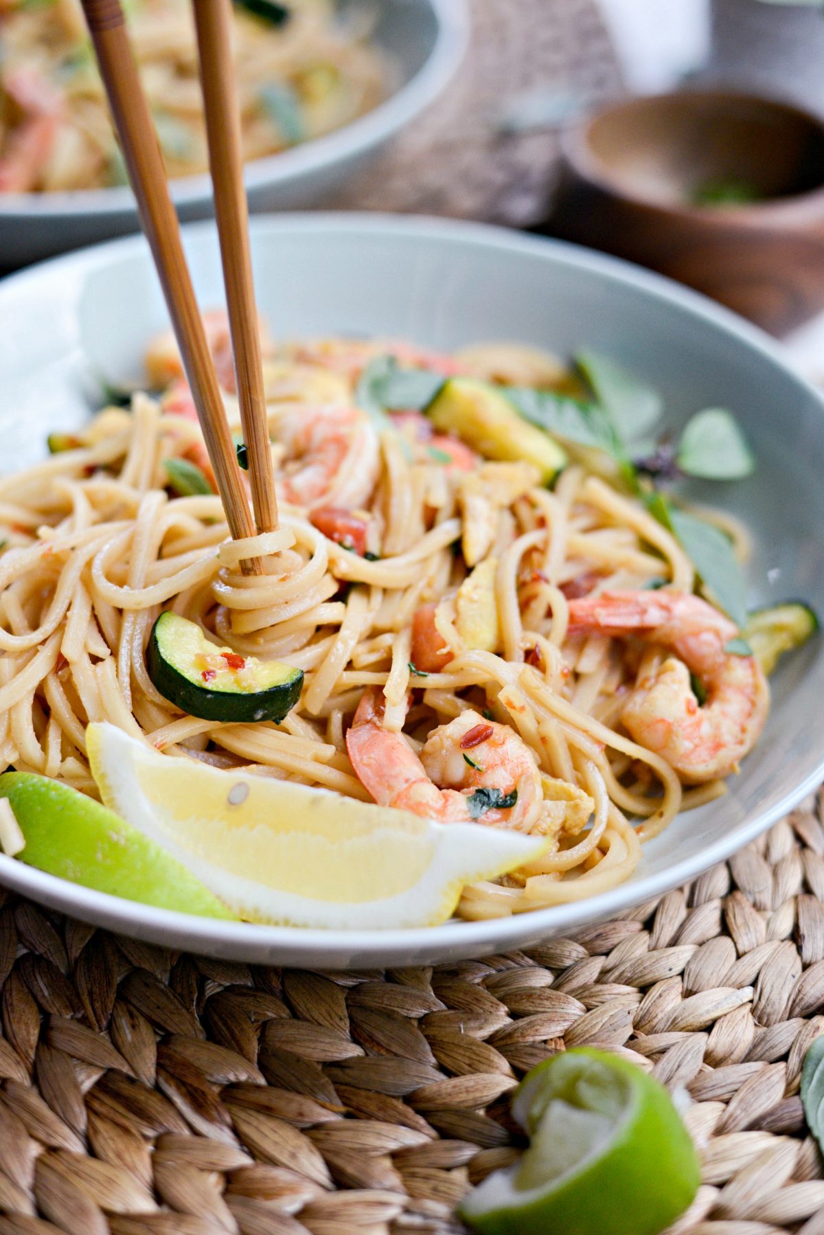 Drunken Noodles with Shrimp and Zucchini 