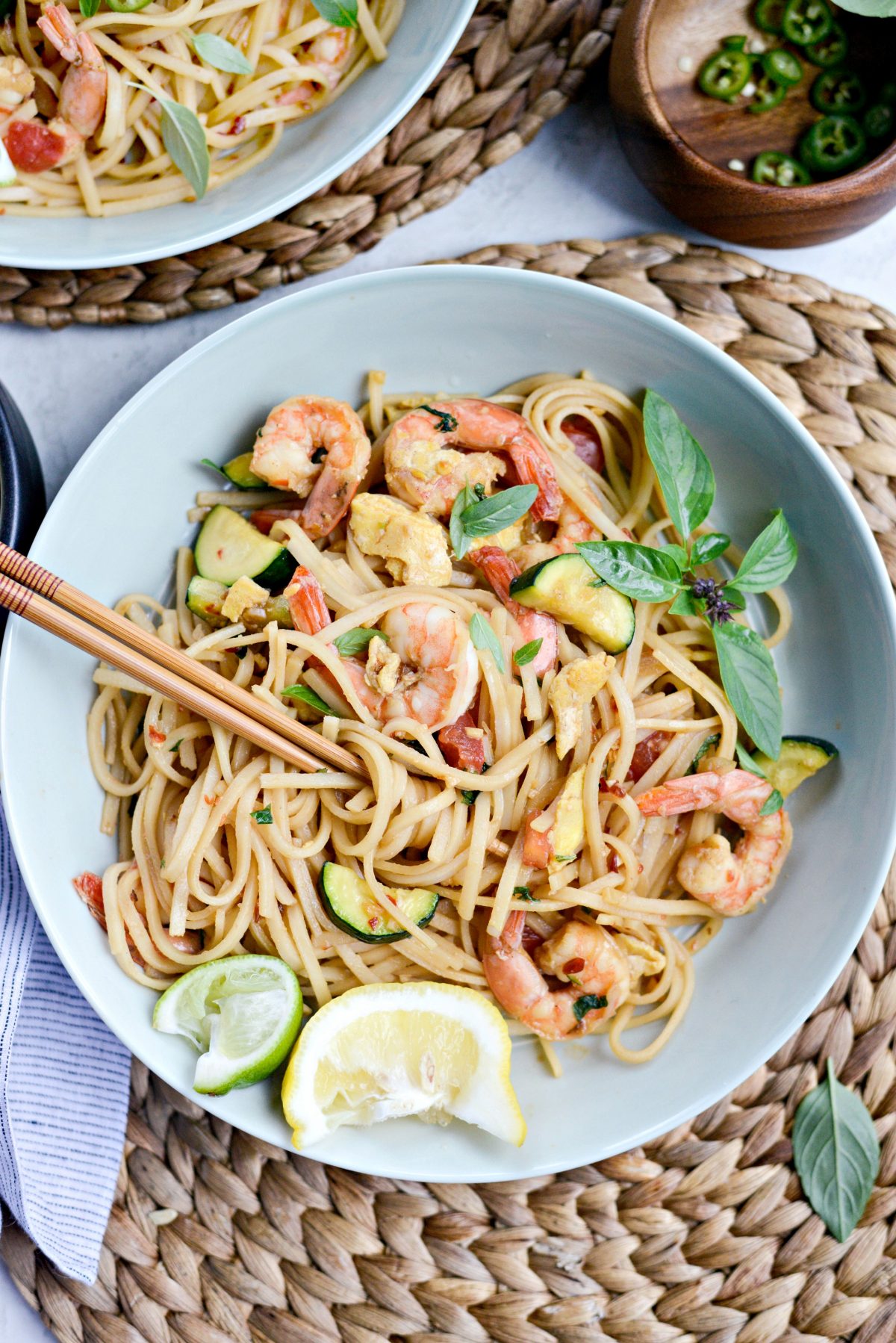 Drunken Noodles with Shrimp and Zucchini 