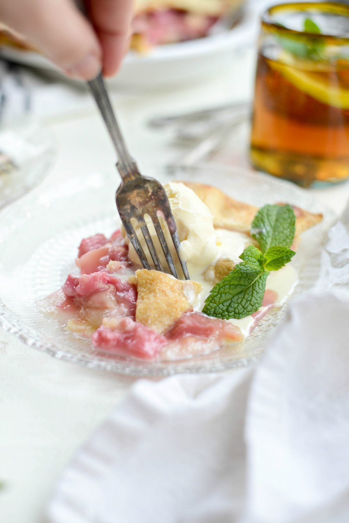 Homemade Rhubarb Pie bite