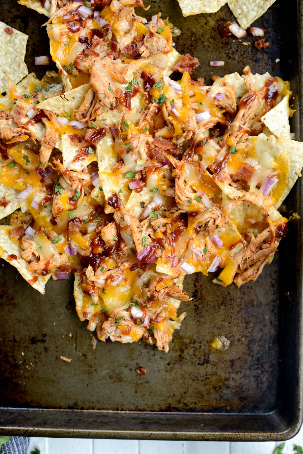 Sheet Pan BBQ Chicken Nachos