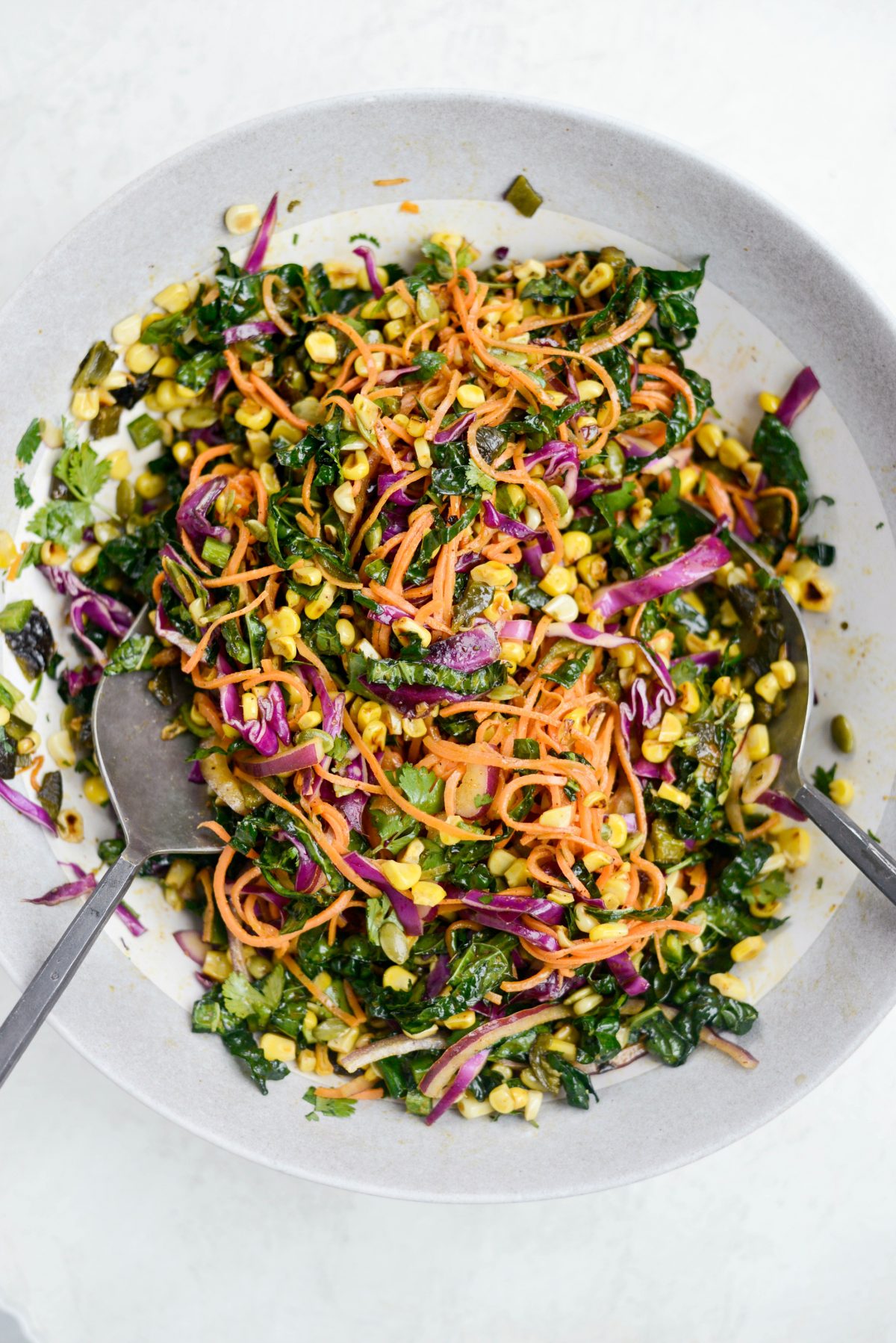 Mexicali Sweet Potato Noodle Salad with Roasted Poblano and Sweet Corn l SimplyScratch.com 