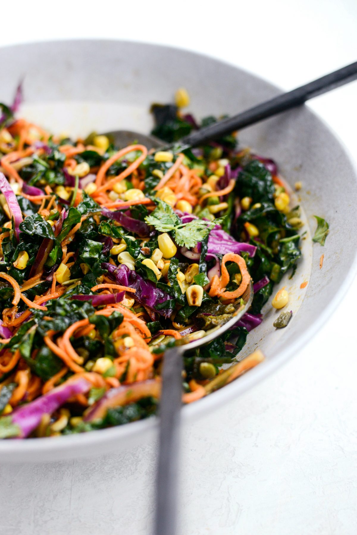 Mexicali Sweet Potato Noodle Salad with Roasted Poblano and Sweet Corn l SimplyScratch.com 