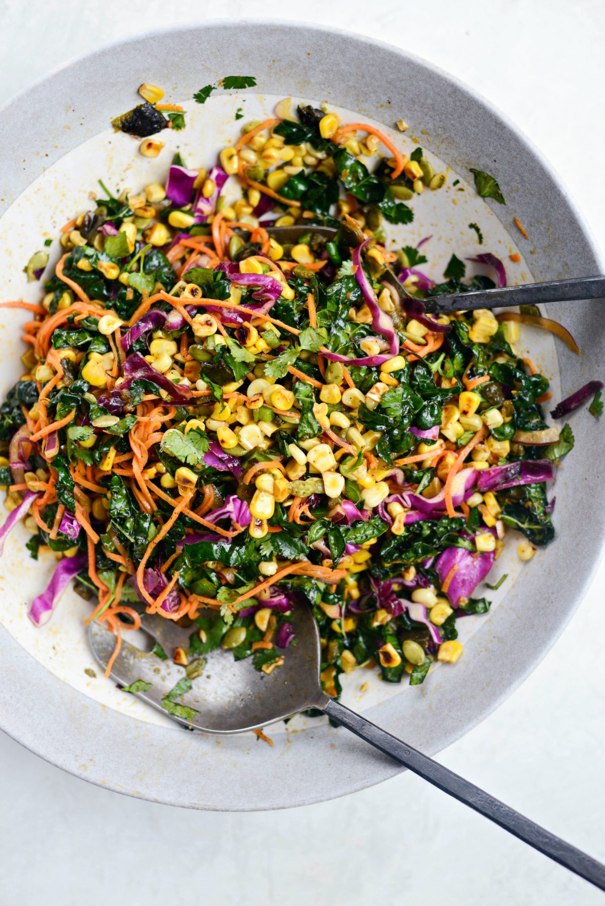 Mexicali Sweet Potato Noodle Salad with Roasted Poblano and Sweet Corn l SimplyScratch.com 