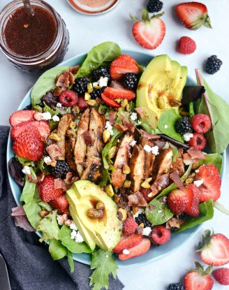 Fresh Berry Spring Salad with Raspberry Balsamic Vinaigrette l SimplyScratch.com