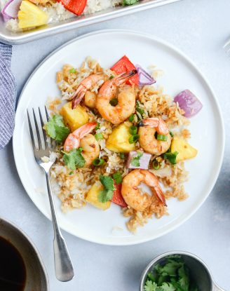 Sheet Pan Hawaiian Shrimp and Rice Dinner l SimplyScratch.com