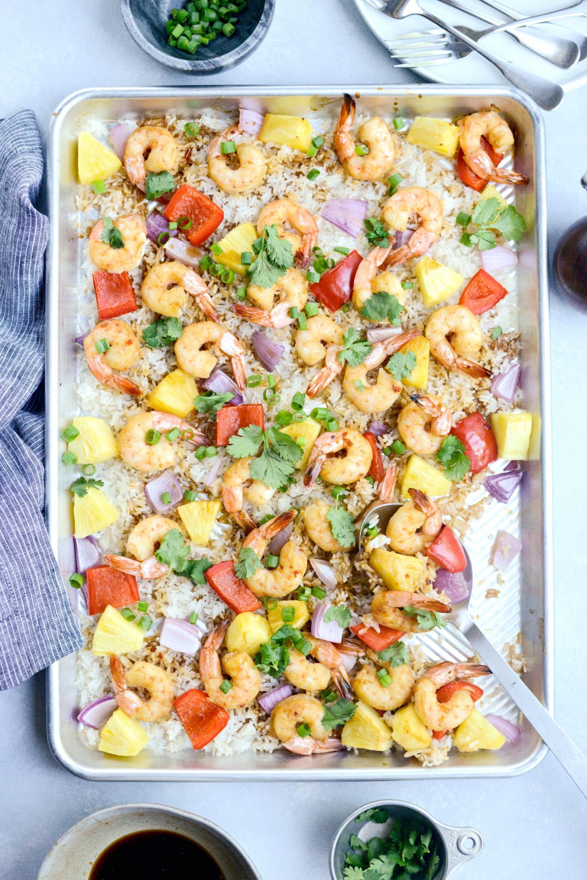 Sheet Pan Hawaiian Shrimp and Rice Dinner