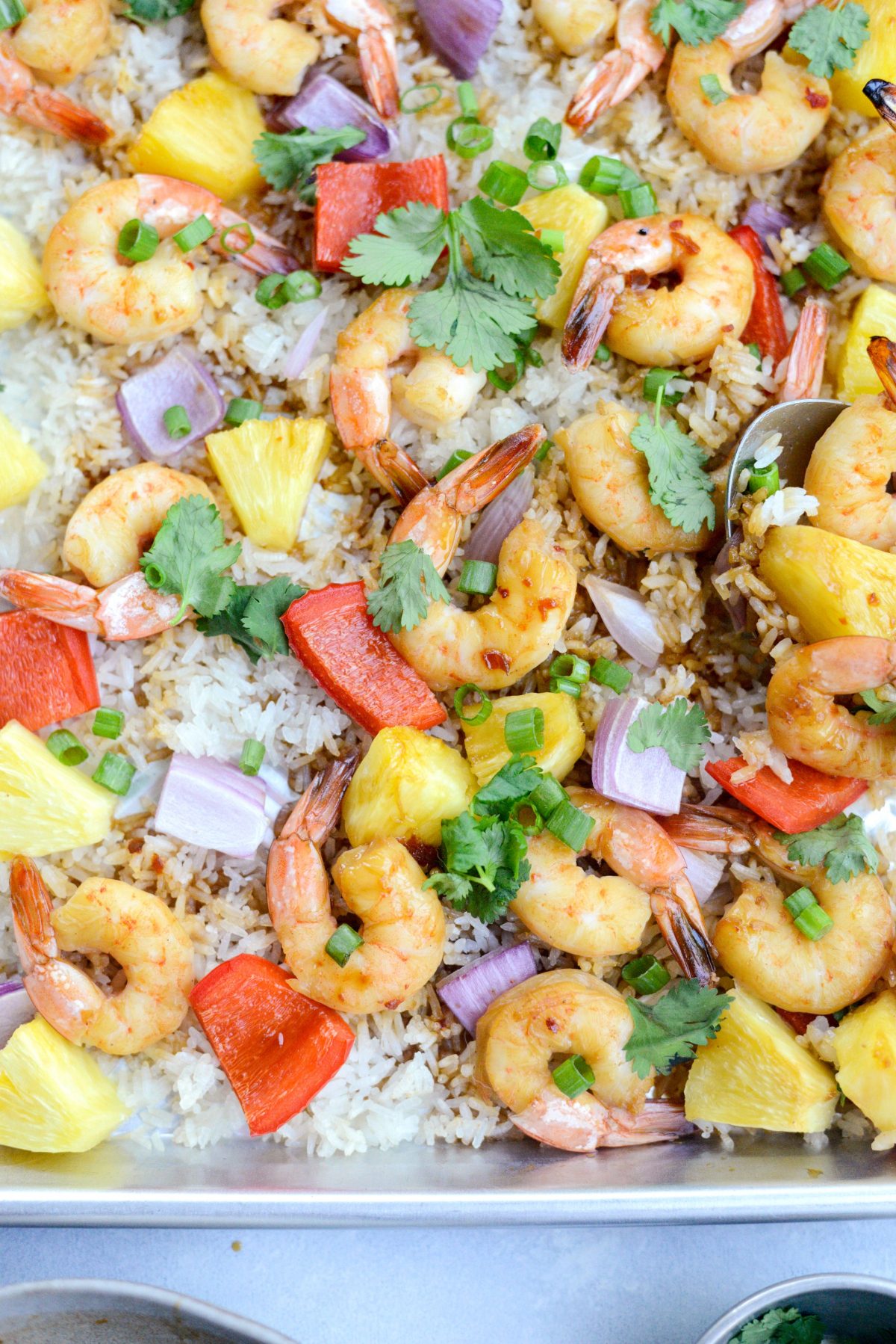 Sheet Pan Hawaiian Shrimp and Rice Dinner