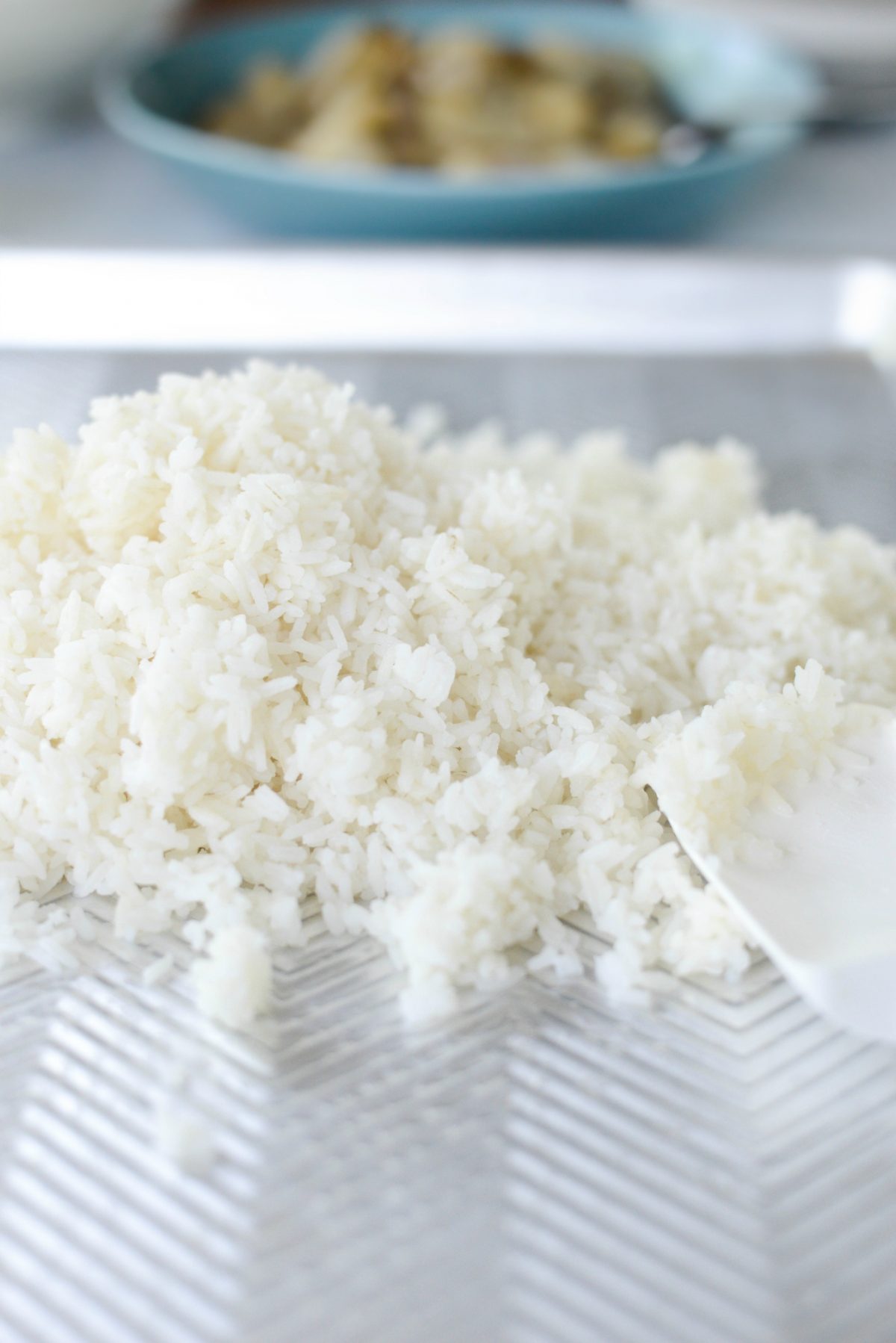 cooked rice on sheet pan