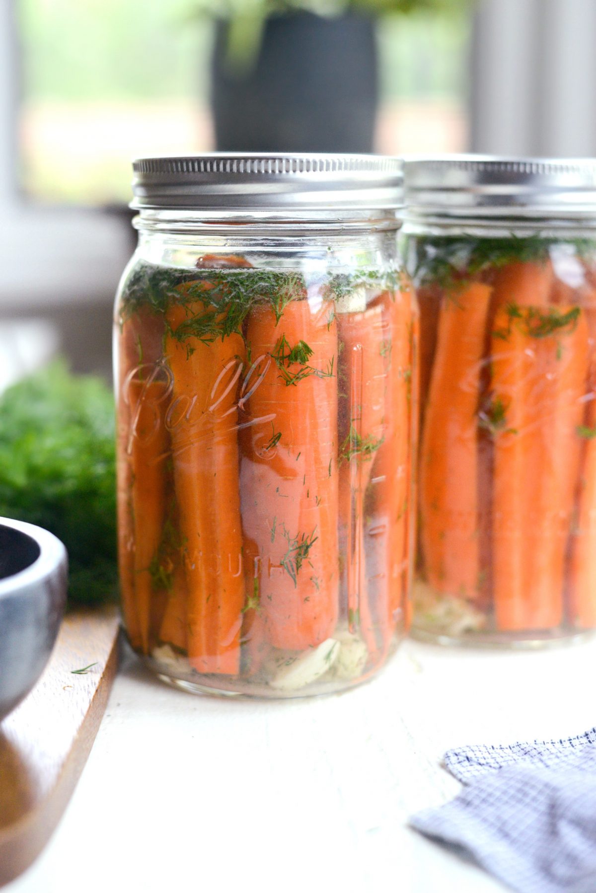 lids on jars of Naturally Fermented Dilly Carrots
