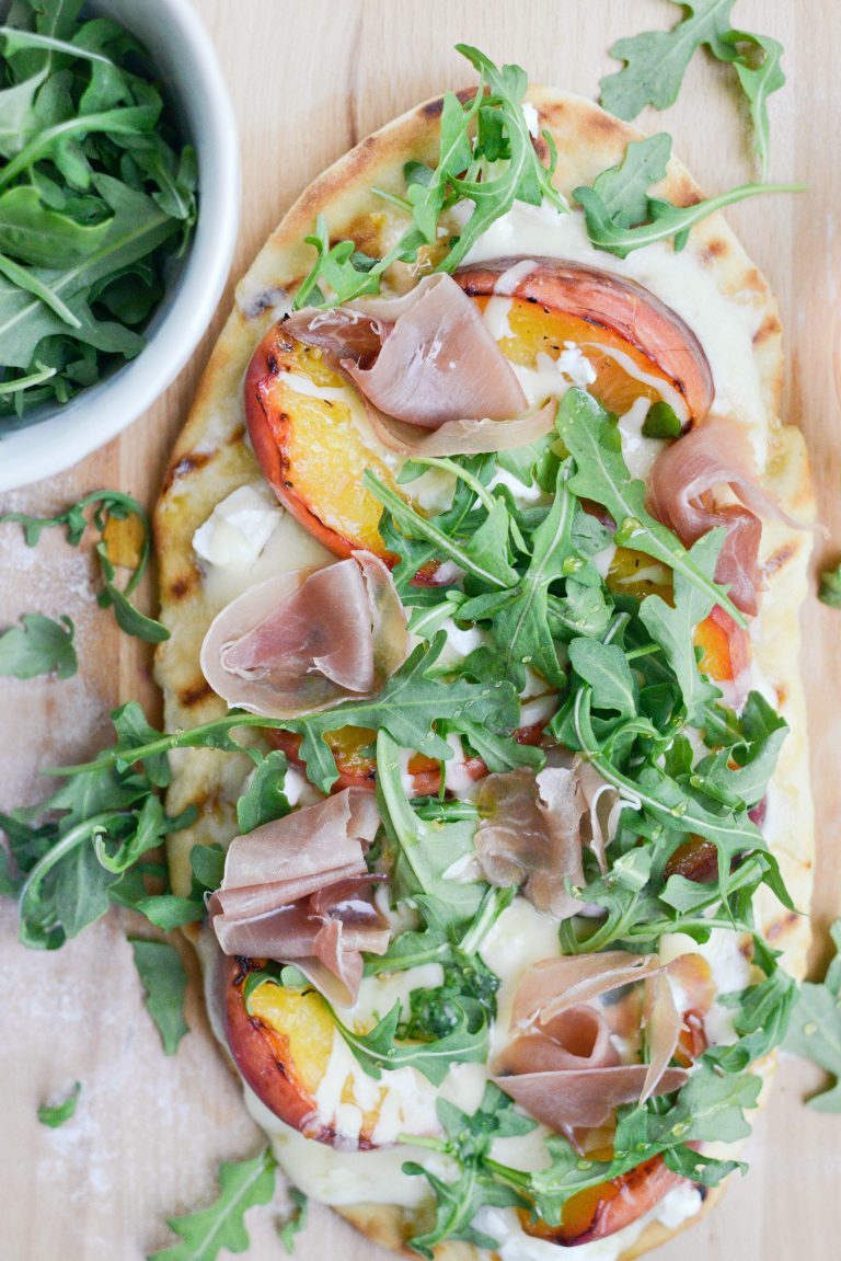 Grilled Peach, Goat Cheese and Prosciutto Flatbread Simply Scratch