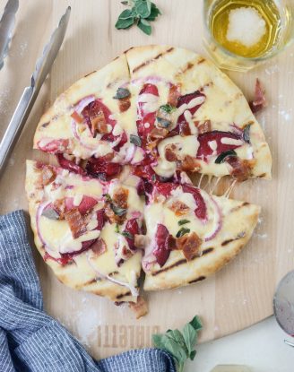 Grilled Plum, Bacon and Gouda Flatbread l SimplyScratch.com