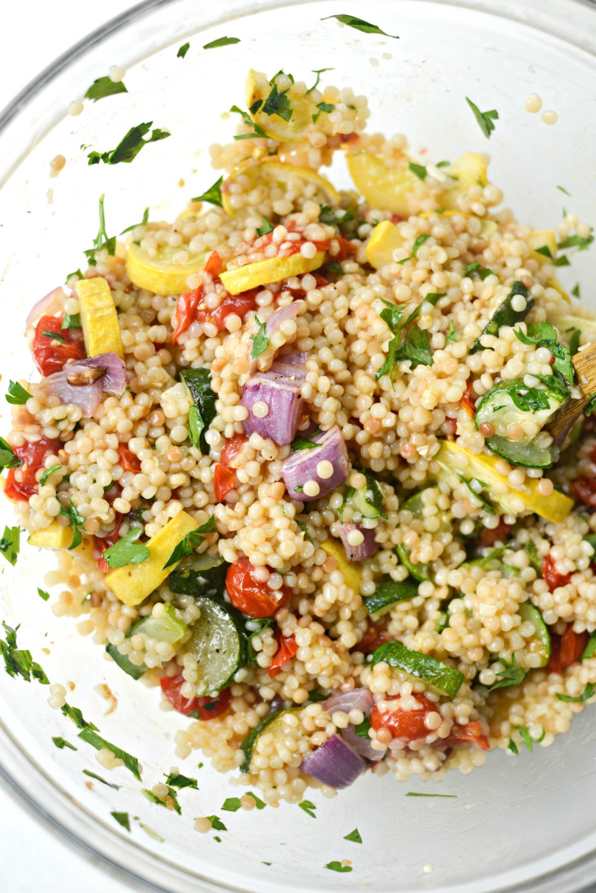 North African Shrimp with Roasted Summer Vegetable Couscous l SimplyScratch.com