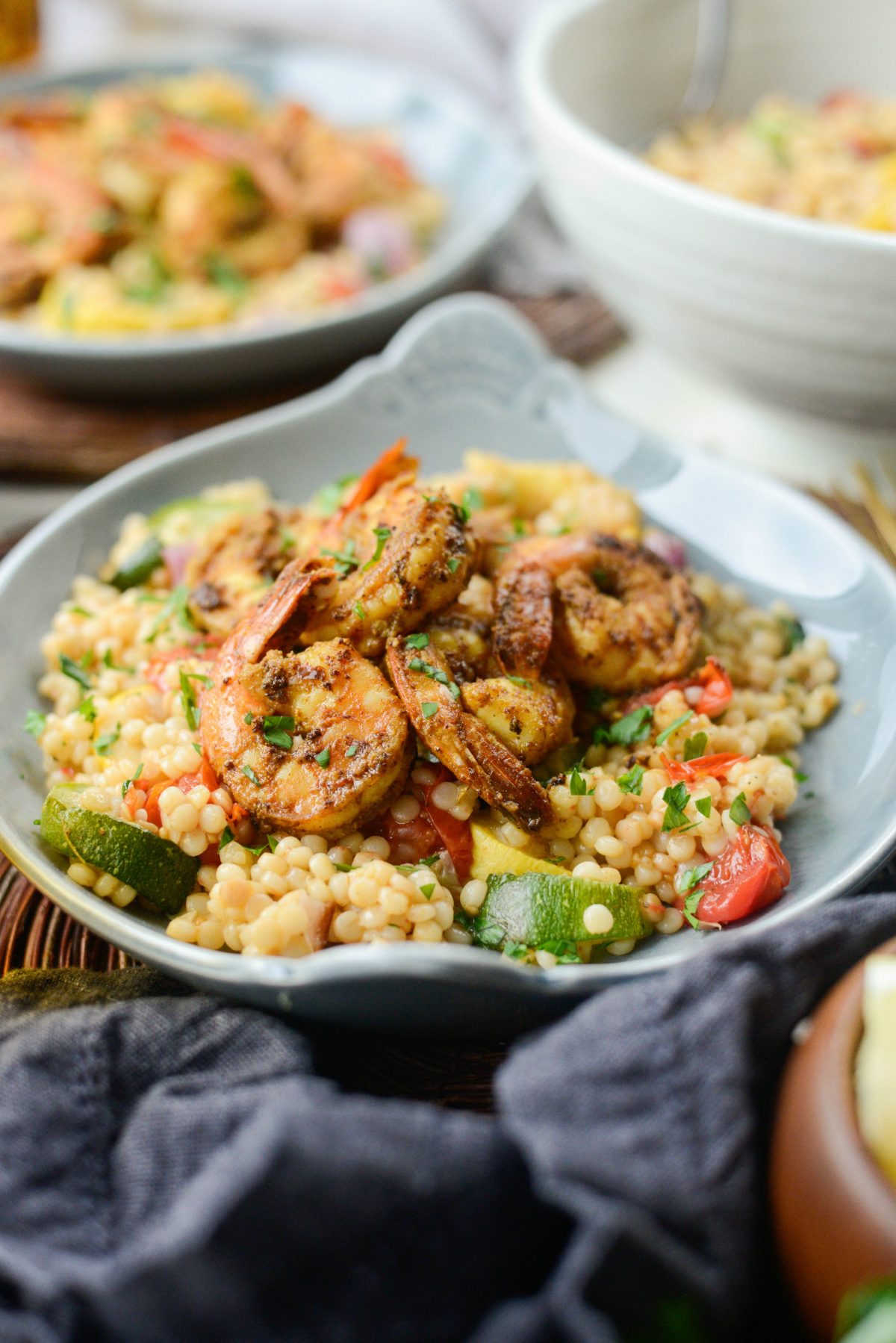 North African Shrimp with Roasted Summer Vegetable Couscous l SimplyScratch.com