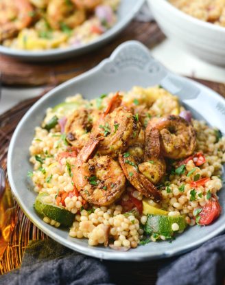 North African Shrimp with Roasted Summer Vegetable Couscous l SimplyScratch.com