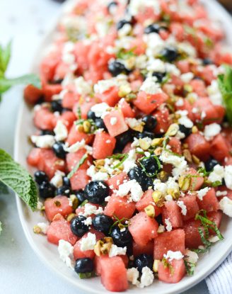 Watermelon Blueberry Feta Salad l SimplyScratch.com