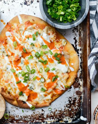 Buffalo Chicken Flatbread Pizzas l SimplyScratch.com