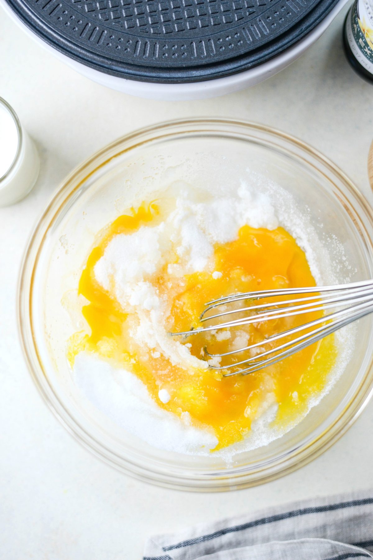 whisking eggs and sugar