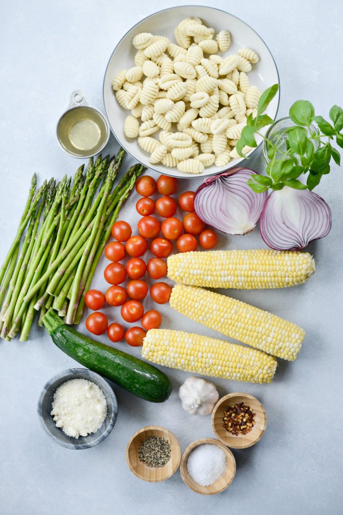 Sheet Pan Gnocchi with Summer Vegetables ingredients