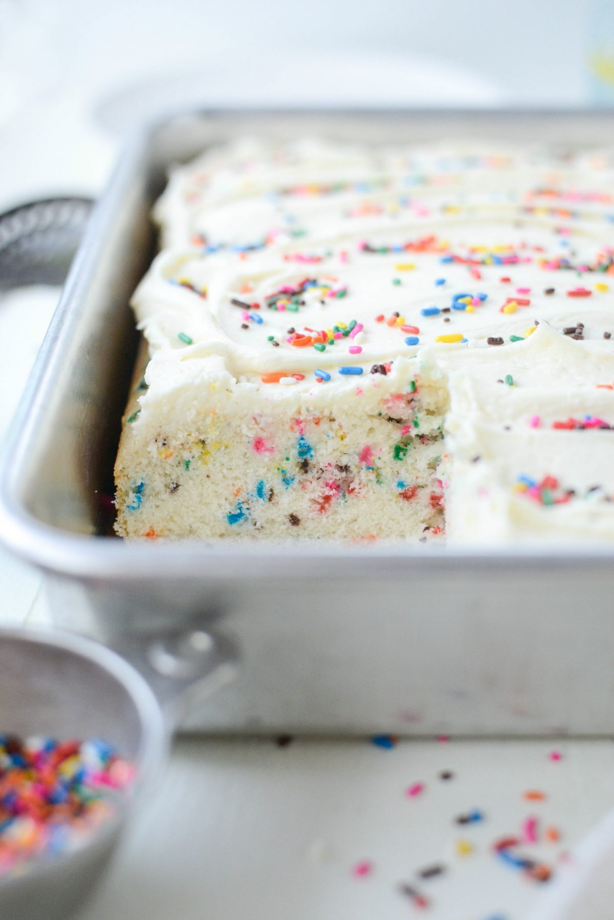 piece missing from Homemade Funfetti Cake
