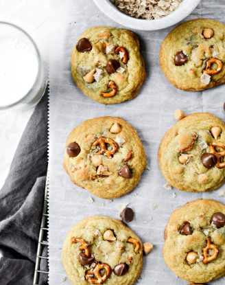 Sea Salt Chocolate Chip Butterscotch Pretzel Cookies