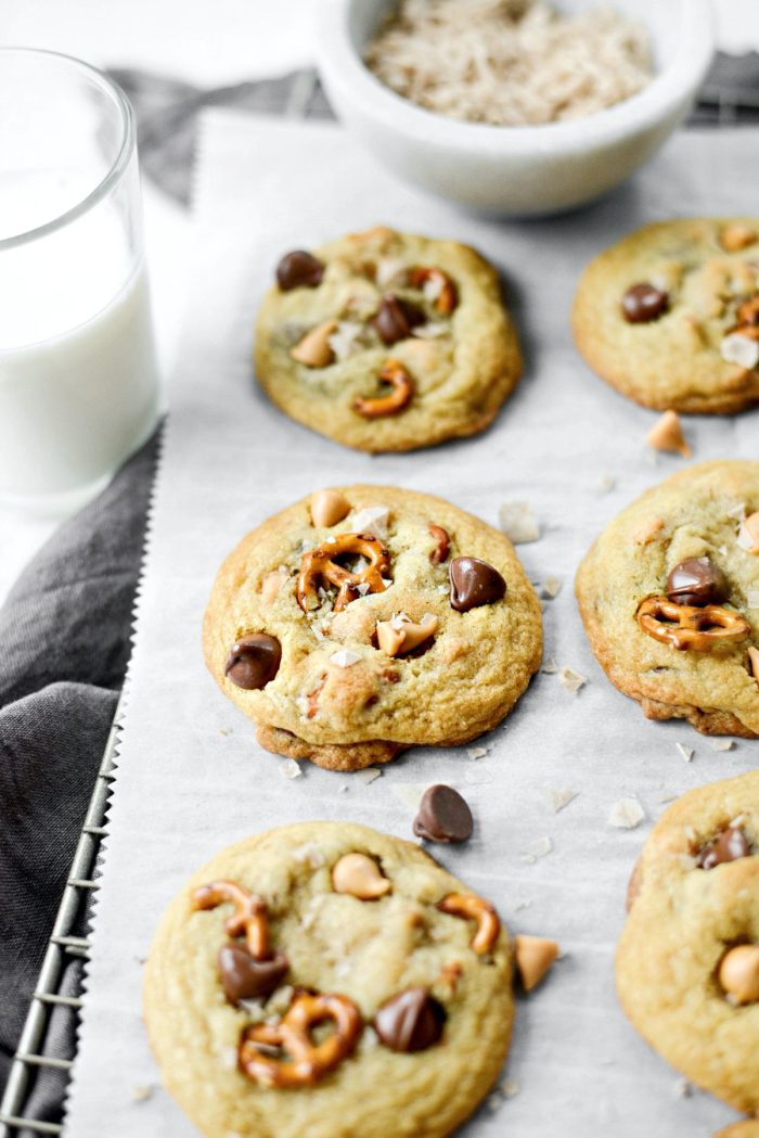 Sea Salt Chocolate Chip Butterscotch Pretzel Cookies