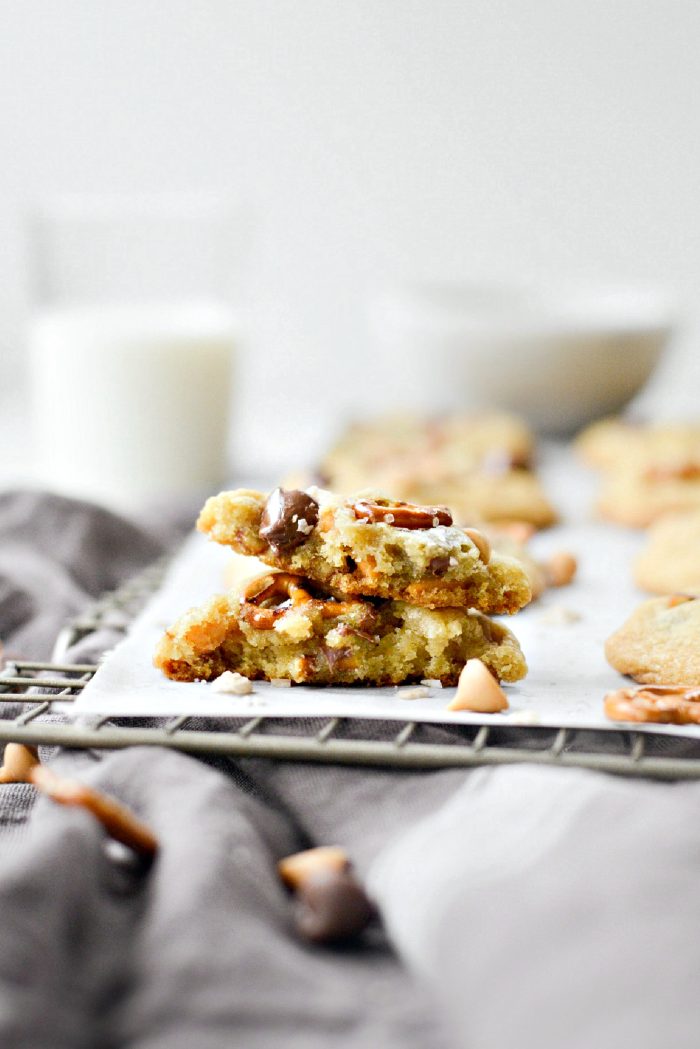 Sea Salt Chocolate Chip Butterscotch Pretzel Cookies