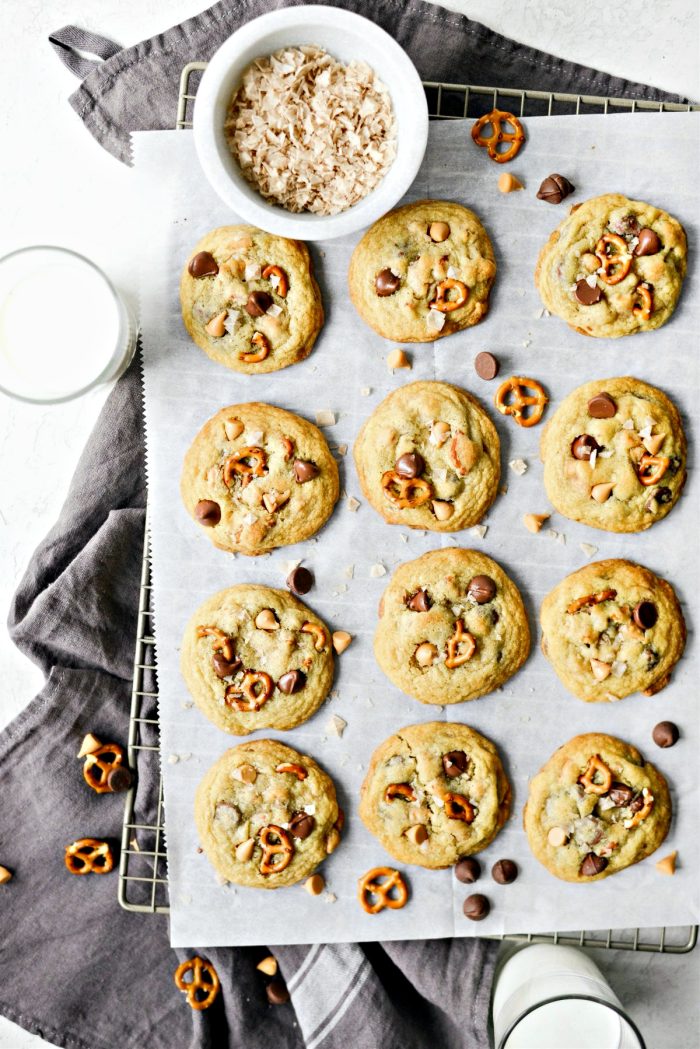 Sea Salt Chocolate Chip Butterscotch Pretzel Cookies