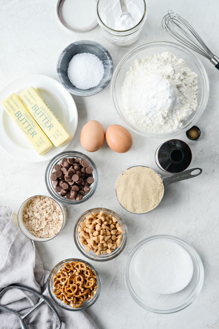 Sea Salt Chocolate Chip Butterscotch Pretzel Cookies ingredients