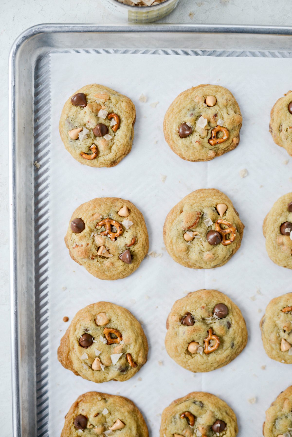 just baked Sea Salt Chocolate Chip Butterscotch Pretzel Cookies